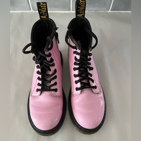 Dr. Martens 1460 Boot - Kids Size 2 Pink Patent Leather Lace Up Zipper Up - Picture 3 of 11